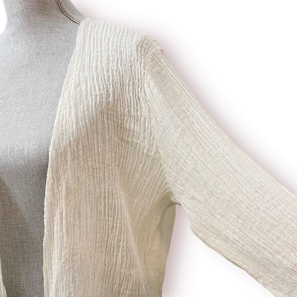 SOFT SURROUNDINGS Homespun Semi Sheer Cream Linen Whisper Kimono - Picture 2 of 7